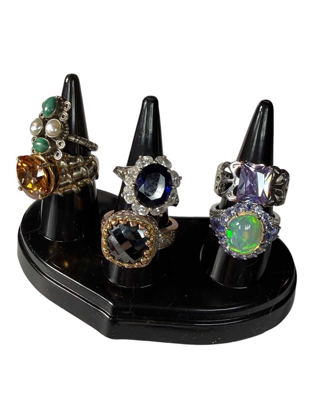 Multi-stone bundle of 6 cocktail ring bundle Women’s costume jewelry